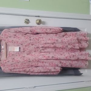 New Kirundo Women Size XL Dress Pink Floral Easter Spring